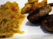 Pilzbouletten mit geschmortem Fenchel und gebratenen Drillingen - Rezept