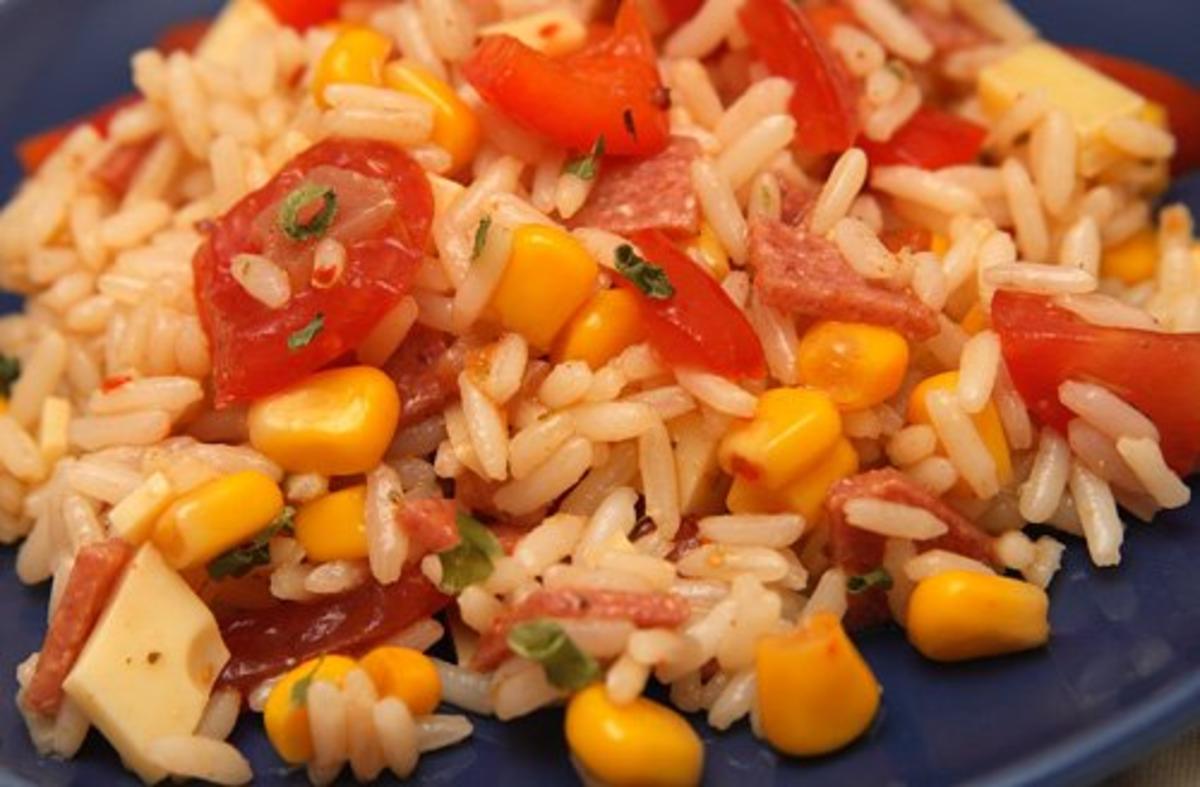 Reis-Mais-Mix-fix-Salat mit Paprika und Schinken ..und so - Rezept ...