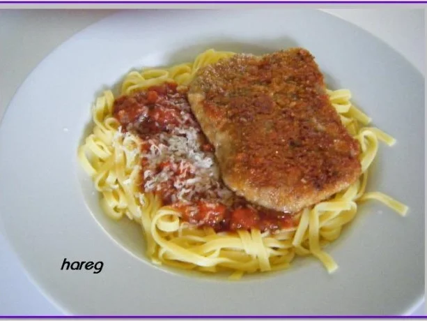 Schnitzel Milanese auf Bavettine - Rezept - Bild Nr. 5