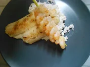 Kokos-Risotto mit Garnelen und Fischfilet - Rezept