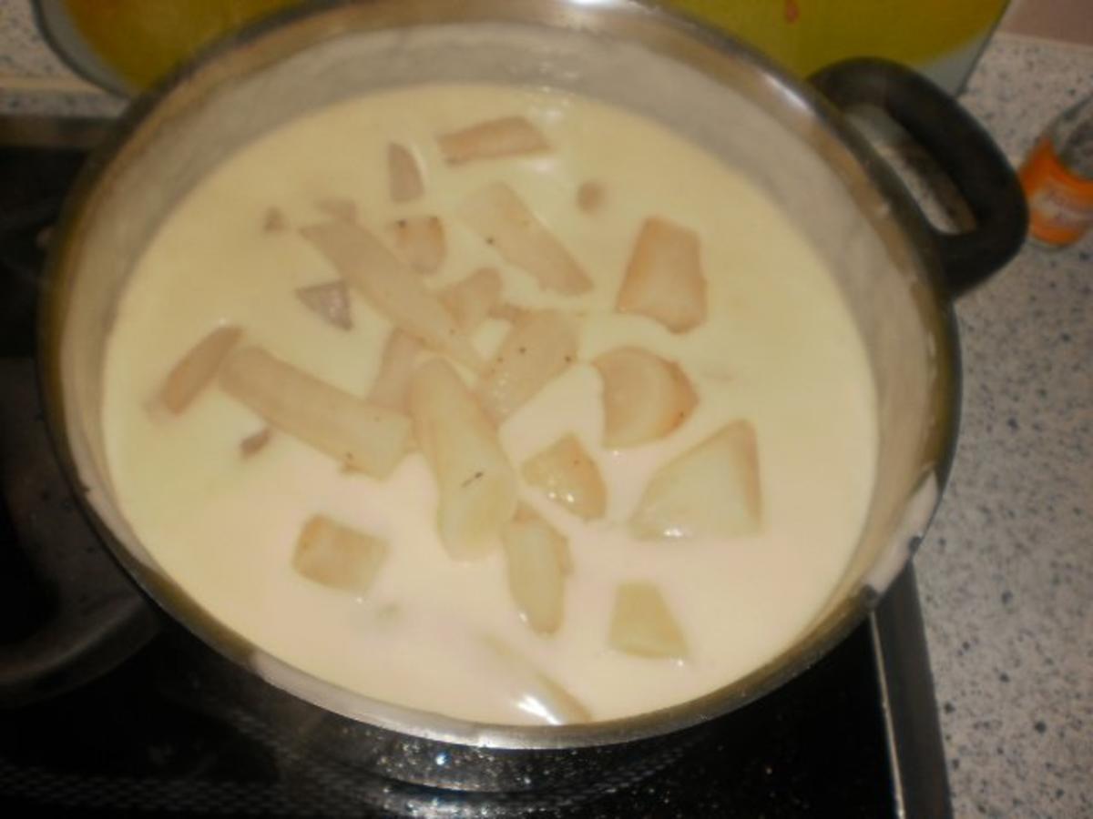 Schwarzwurzel in Käse-Sahnesoße zu Frikadellen mit Salzkartoffeln - Rezept - Bild Nr. 8