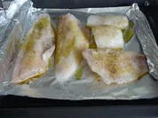 Fisch : Rotbarsch und Hechtstücke in Folie aus dem Backofen - Rezept