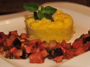 Polentasoufflé mit mediterranem Kürbisgemüse - Rezept