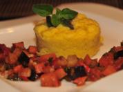 Polentasoufflé mit mediterranem Kürbisgemüse - Rezept