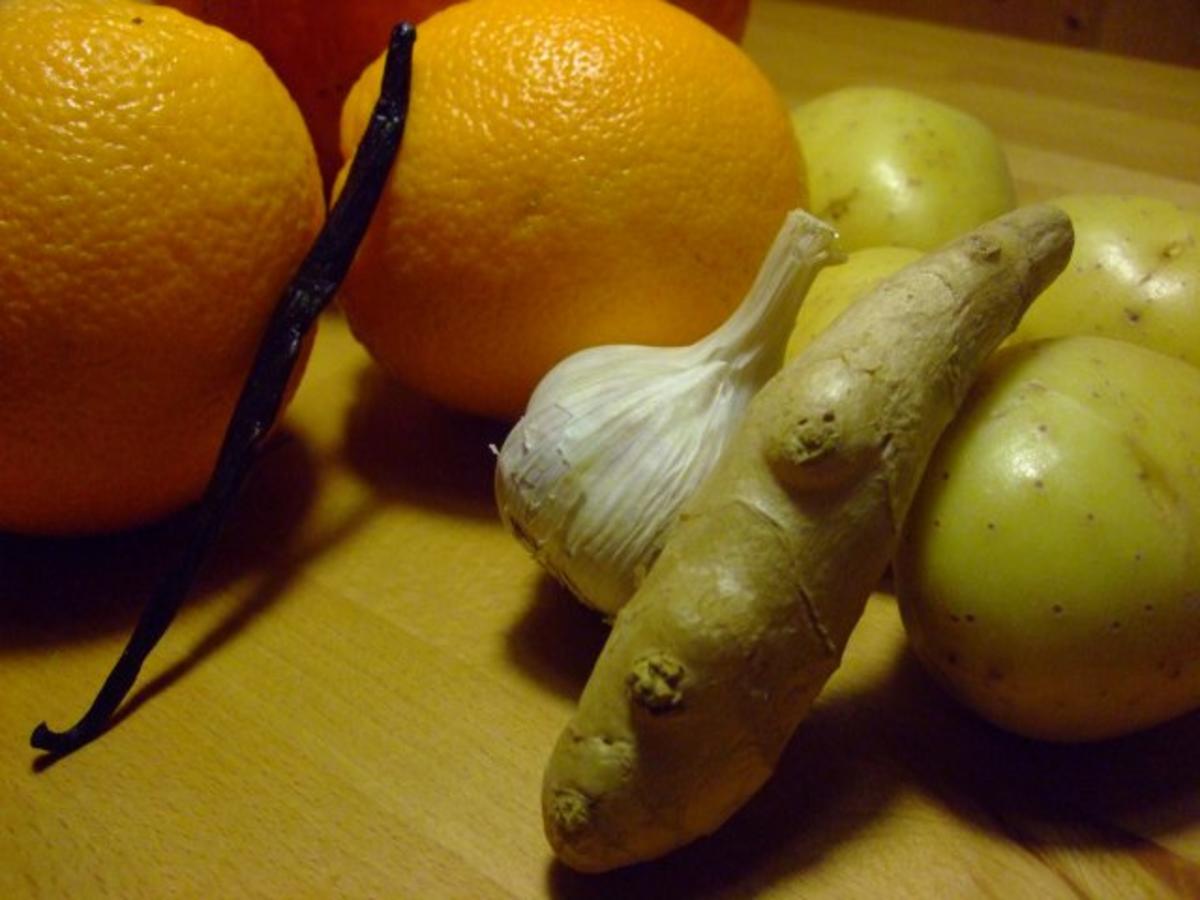 Kürbis-Kartoffel-Suppe mit Vanille, Ingwer und Orange - Rezept - Bild Nr. 3
