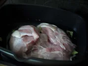 Spanferkelkeule Nr. 2 mit Gemüse - Rezept