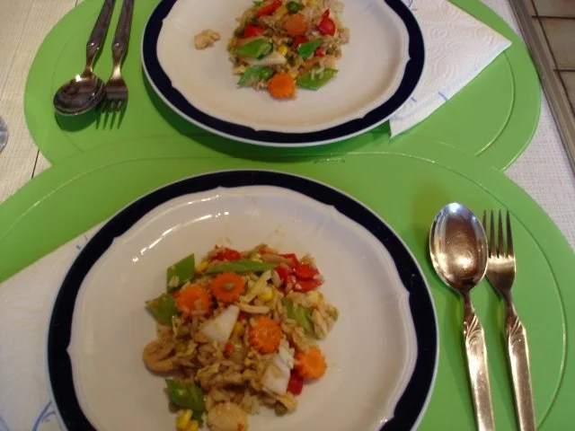 Chinesischer Bratreis mit Ei, Hühnerfleisch und Gemüse - Rezept - Bild Nr. 16