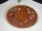 Suppe vom roten Zwiebel mit Zimtcroutons und Balsamicoschaum - Rezept - Bild Nr. 2