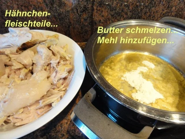 Geflügel:   HÜHNERFRIKASSEE an Safranreis - Rezept - Bild Nr. 3