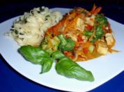 Scharfes buntes Curryhähnchen mit Fettucine - Rezept