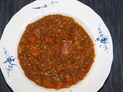 Rheinischer Linseneintopf mit Kasseler & Speck  (hier wird die übliche Mettwurst ersetzt) - Rezept