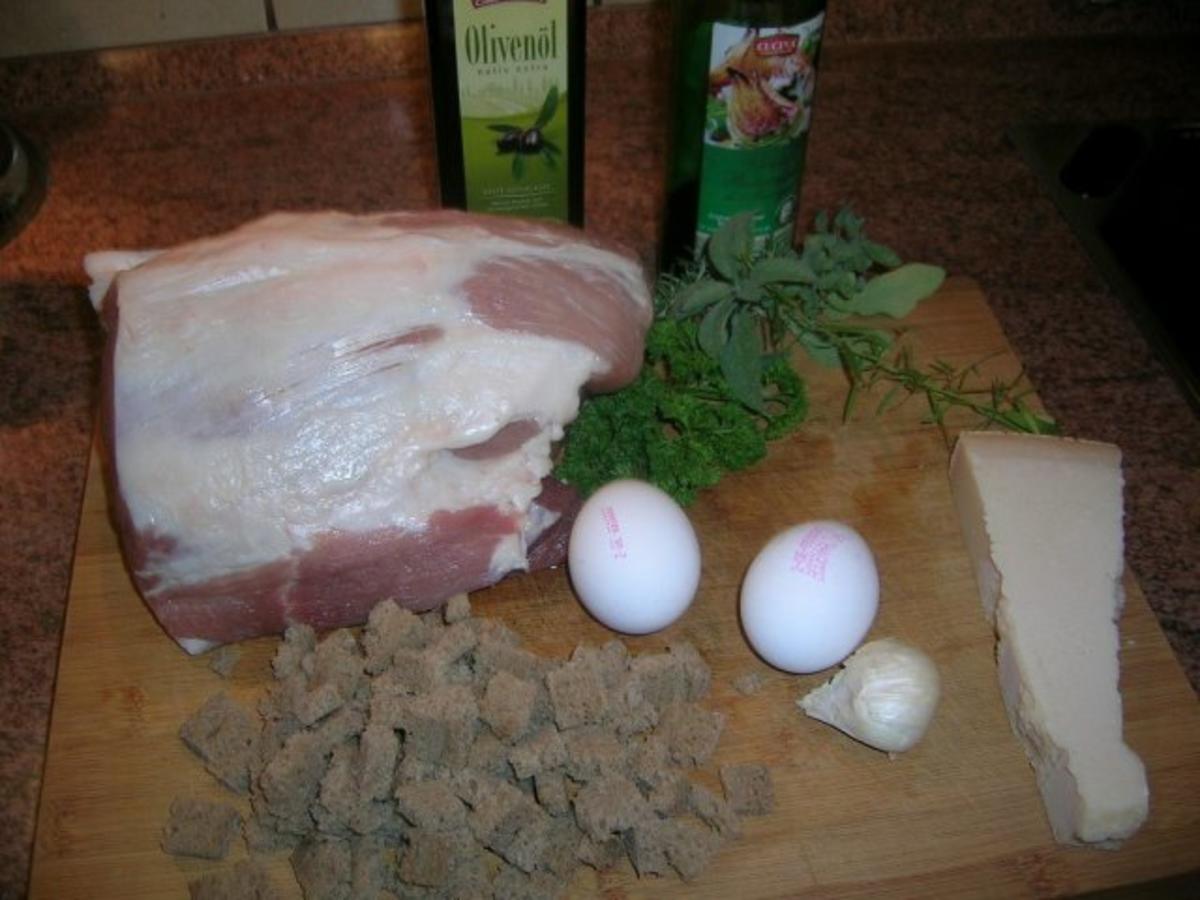 gebratenes Schweinekotelett im Ganzen,  Kräuter-Brotkruste mit geschm.Tomaten und Röstkart - Rezept - Bild Nr. 10