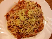 Tagliatelle mit Tomatensoße und gebratener Jagdwurst - Rezept