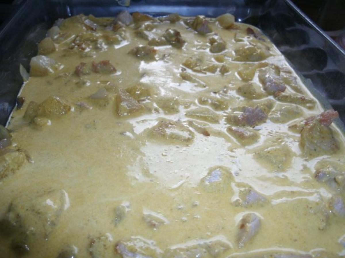 Schweinelachsgeschnetzeltes in Ananas-Currysoße mit Käse überbacken - Rezept - Bild Nr. 3