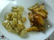 Senfschmorgurken mit Kräuterkartoffelspalten - Rezept