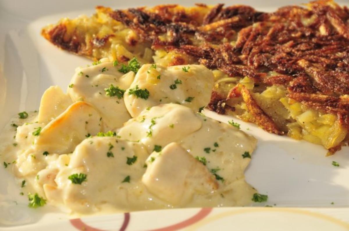 Bilder für Hühnergeschnetzeltes nach Zürcher Art mit Rösti - Rezept