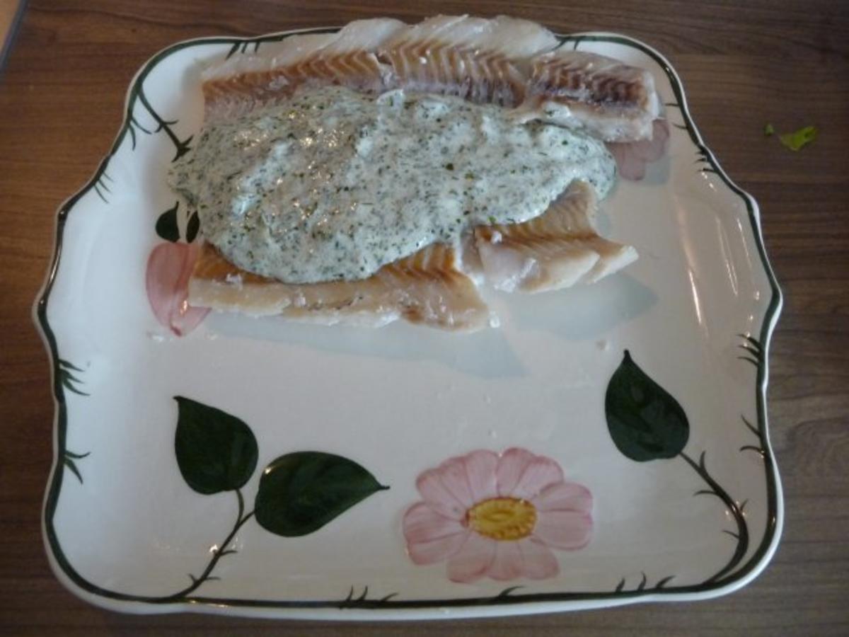 Fisch : Gedämpfter Alaska Seelachs an Meerrettich-Kräutersoße mit Salzkartoffeln - Rezept - Bild Nr. 13