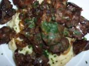 Hähnchenleber auf Kartoffelpü - Rezept