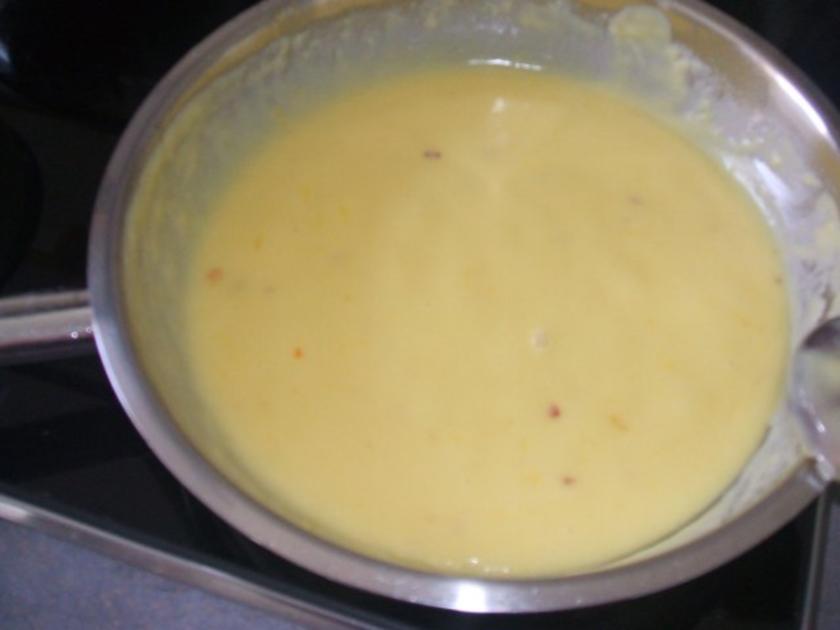 Kabeljau in Butter gebraten mit Kartoffelspalten Orangen Sahnesoße ...