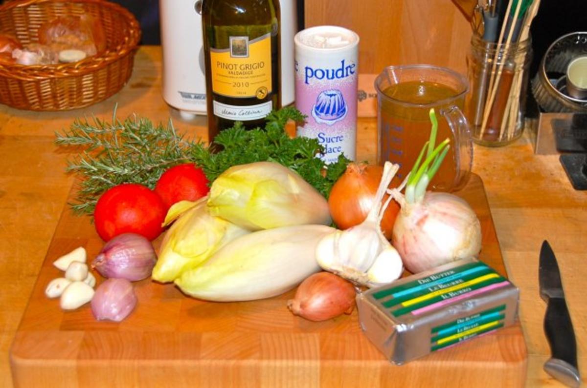 GESCHMORTE BRÜSSELER SPITZEN MIT TOMATEN (CHICOREE / ENDIVES BELGES