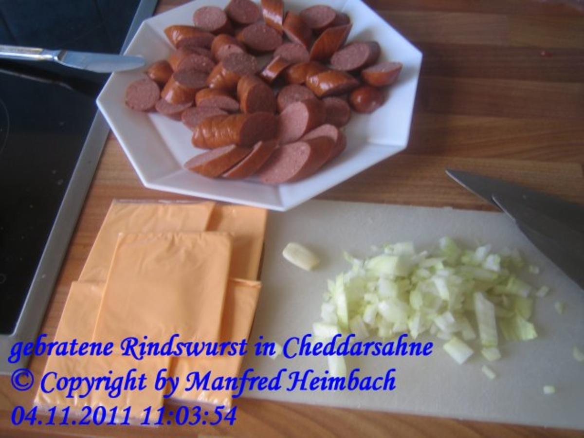 Wurst – gebratene Rindswurst in Cheddarsahne - Rezept - Bild Nr. 4