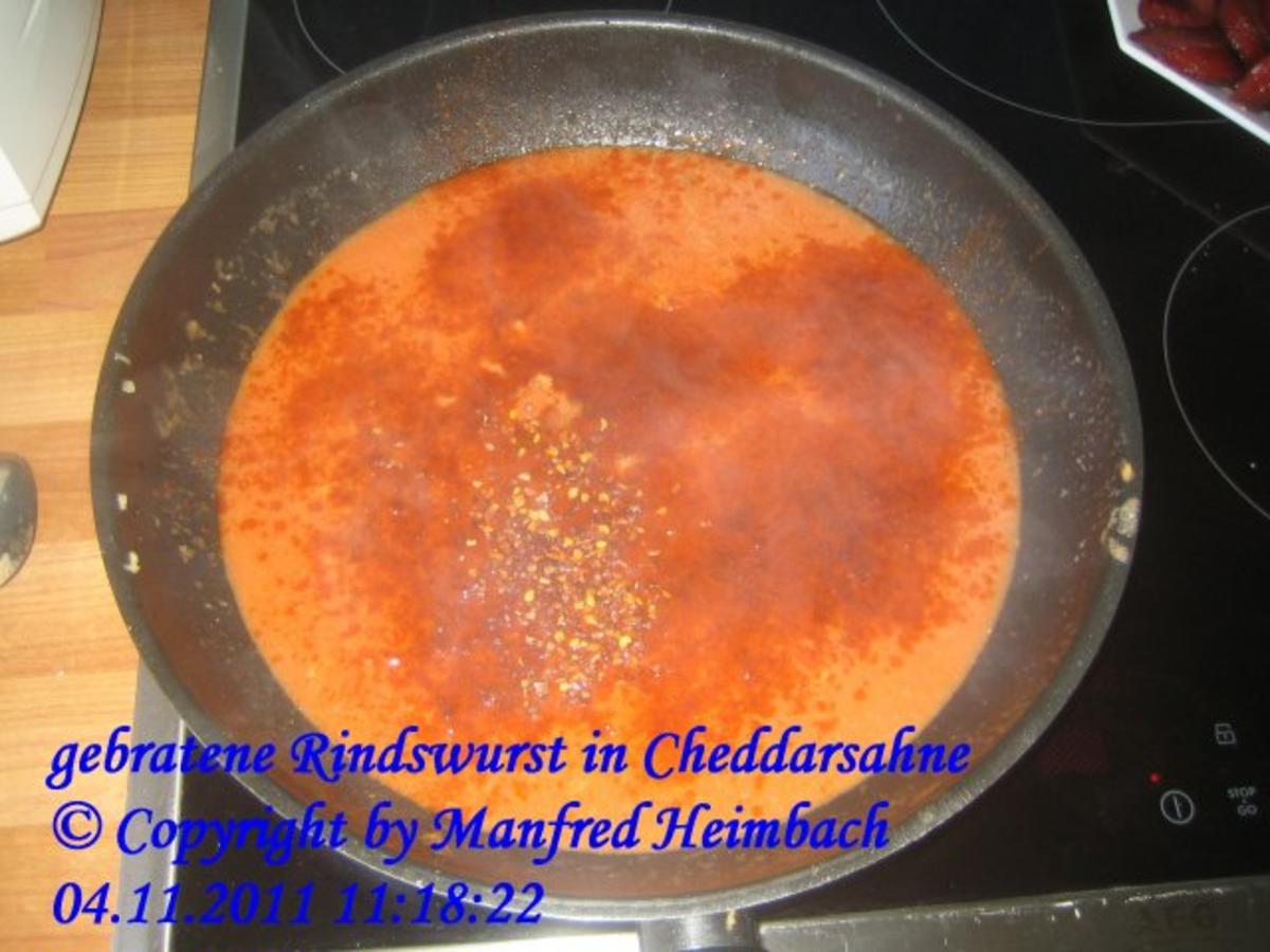 Wurst – gebratene Rindswurst in Cheddarsahne - Rezept - Bild Nr. 6