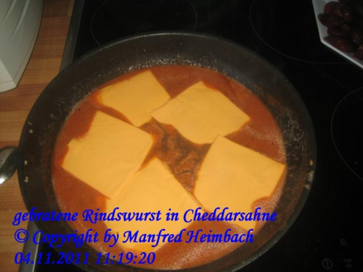 Wurst – gebratene Rindswurst in Cheddarsahne - Rezept - Bild Nr. 7