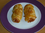 Würstchen im Blätterteig- mit Ketchup.- Basilikumfüllung - Rezept