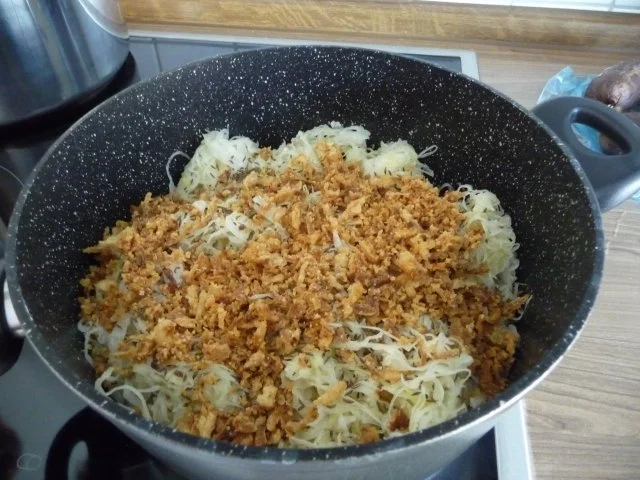 Hauptgericht : Blutwurst an Sauerkraut und Dreierlei - Stampf - Rezept - Bild Nr. 3