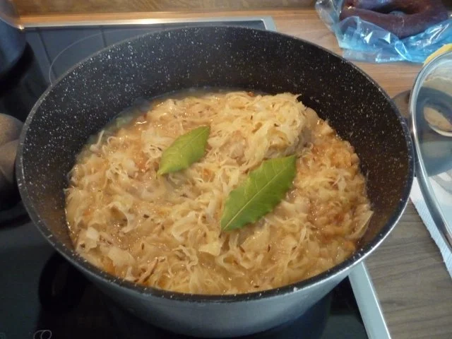 Hauptgericht : Blutwurst an Sauerkraut und Dreierlei - Stampf - Rezept - Bild Nr. 4