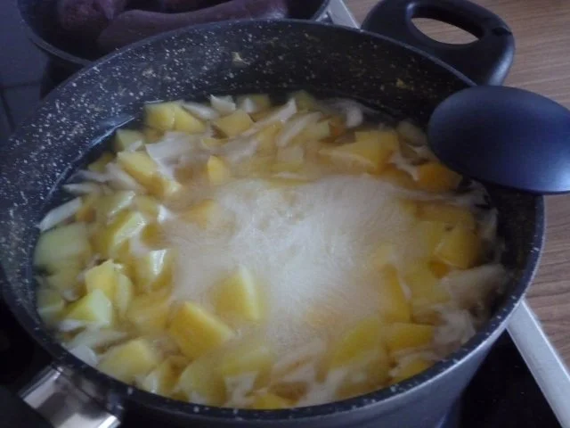 Hauptgericht : Blutwurst an Sauerkraut und Dreierlei - Stampf - Rezept - Bild Nr. 6