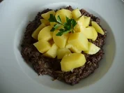 Rezept: Resteverwertung : Sauerkraut - Blutwurst mit Salzkartoffeln Resteverwertung : Sauerkraut - Blutwurst mit Salzkartoffeln - Rezept