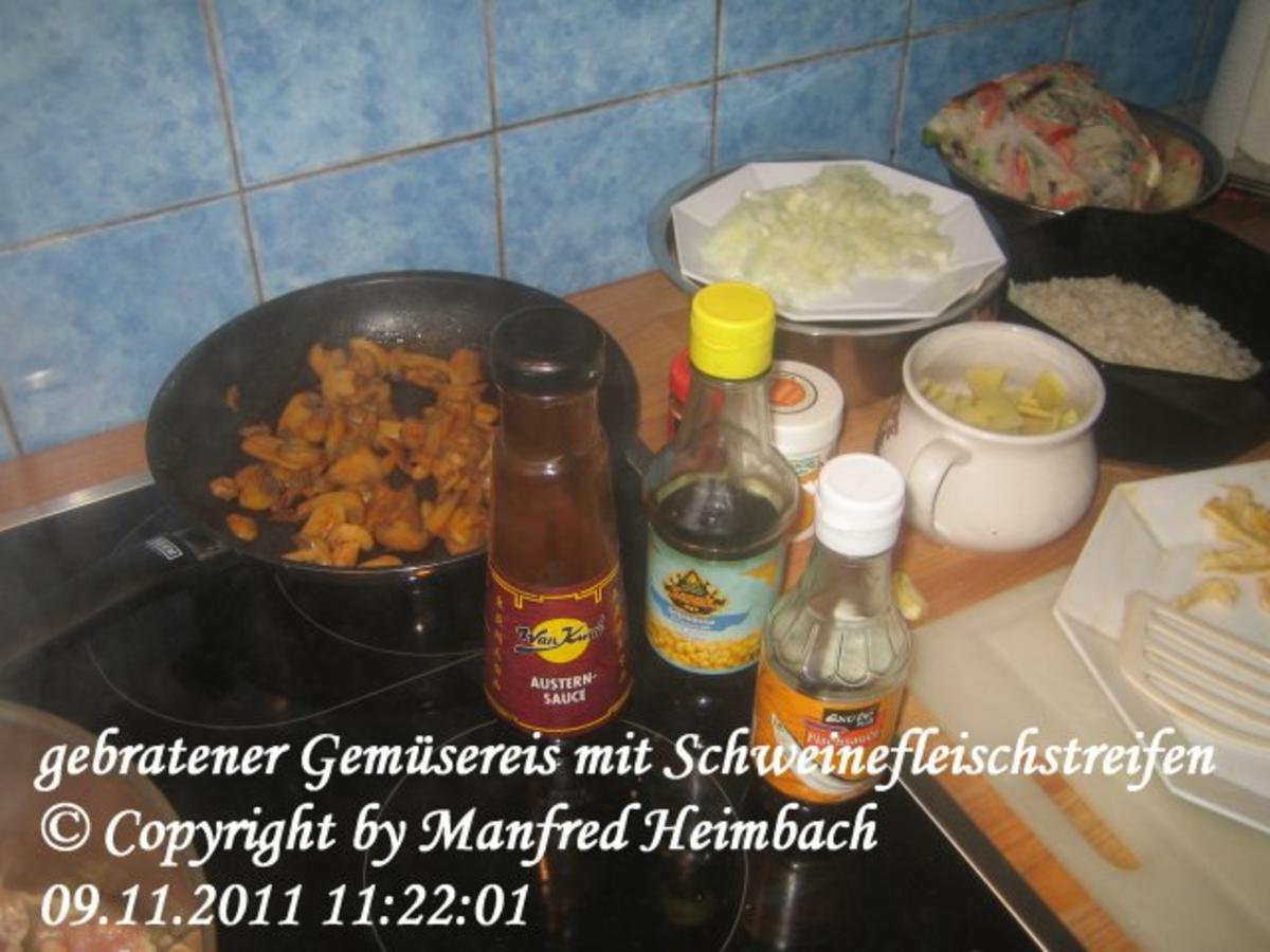 Reis – gebratener Gemüsereis mit Schweinefleischstreifen - Rezept - Bild Nr. 5