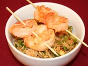 Reissalat mit Curry Gambas - Rezept