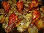 Hähnchenkeulen mit Tomatenkruste     (Cuisses de poulet au four) - Rezept