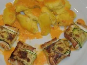 Ziegenkäsetaler mit Polentagnocchi und Paprikaschaum - Rezept