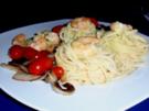 Riesengarnelen in scharfer Soße mit Spaghetti und Buttergemüse - Rezept