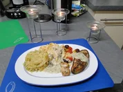 Lachssteaks mit Jakobsmuscheln in Kresse-Dillschaumsauce NT - Rezept