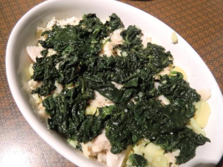 Fisch Kartoffel Spinat Gratin - schnell &amp; einfach - 126 kcal/100g