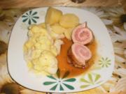 Schnitzelröllchen zu Blumenkohl - Rezept