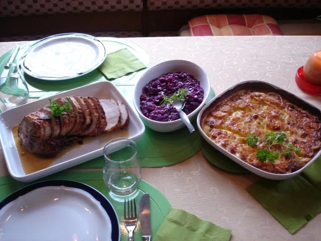 Lummerbraten gegrillt mit Kartoffelgratin und Apfelrotkohl - Rezept - Bild Nr. 9