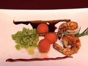 Gebratene Gambas mit Salat von Sellerie und Honigmelone (Antonio Putignano) - Rezept