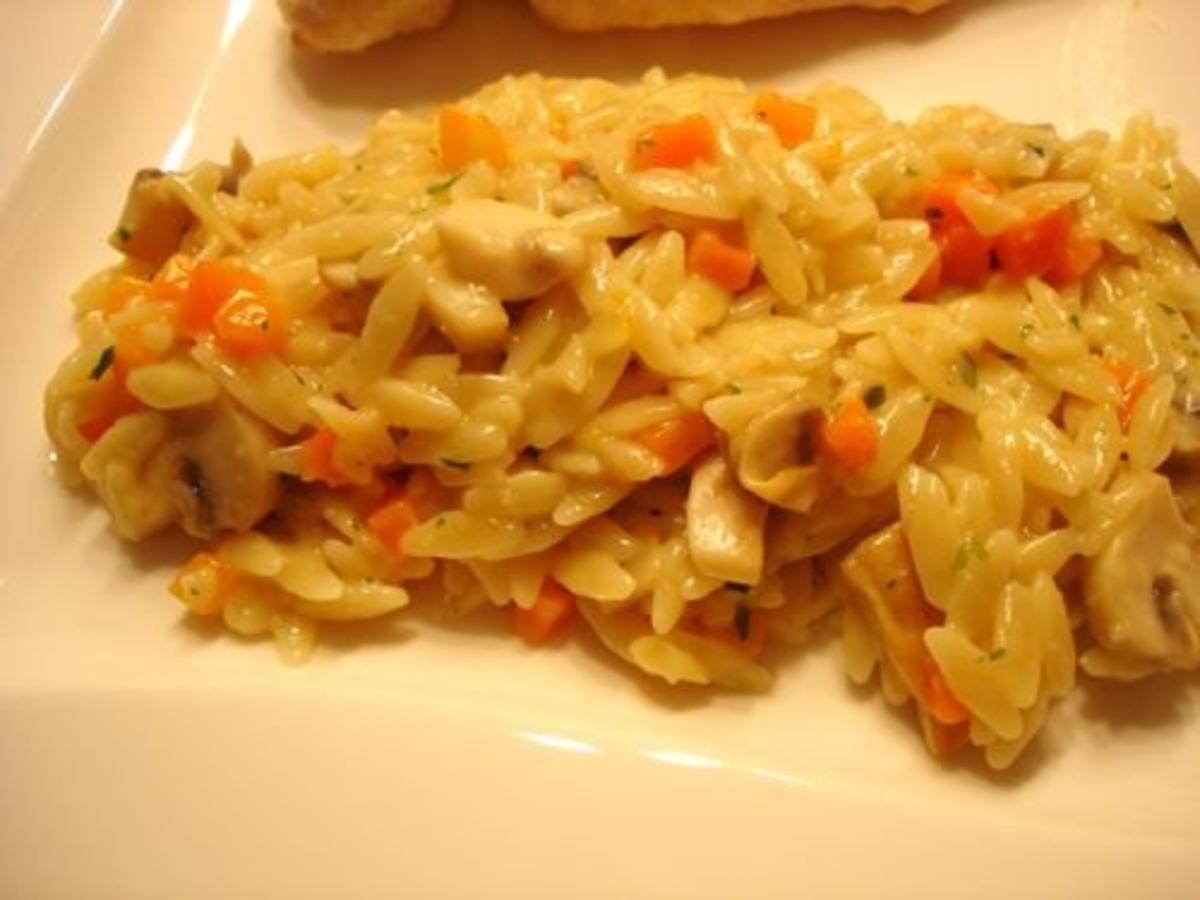 Pastasotto mit Champignons und Kritharaki griechische Reissnudeln ...