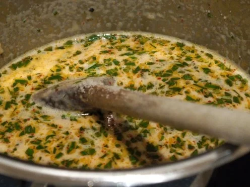 Rezept: Spaghetti in Cognac-Rahm mit marinierten Garnelen Bild Nr. 5 Spaghetti in Cognac-Rahm mit marinierten Garnelen - Rezept - Bild Nr. 5