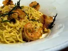 Spaghetti in Cognac-Rahm mit marinierten Garnelen - Rezept