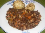 Linsen mit Speck und Knödel - Rezept