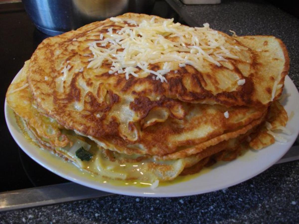 Deftige Pfannkuchentorte mit Mangold - schnell &amp; einfach - 116 kcal/100g