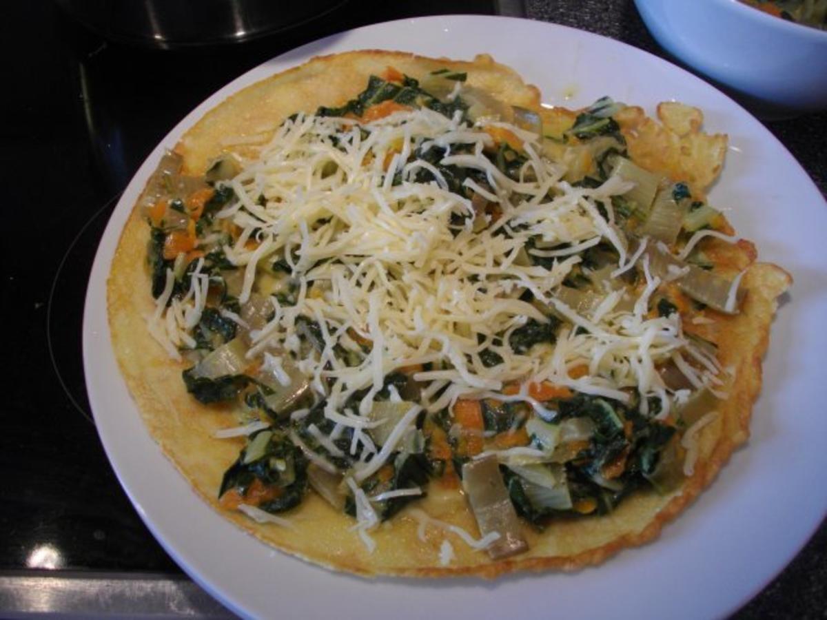 Deftige Pfannkuchentorte mit Mangold - schnell &amp; einfach - 116 kcal/100g
