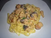 Bandnudeln mit Sahnepilzen - Rezept