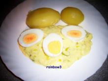 Kochen: Eier auf Porree-Schmand-Senf-Sauce - Rezept